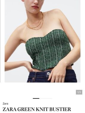 Zara Textured Emerald Strapless Bustier Top